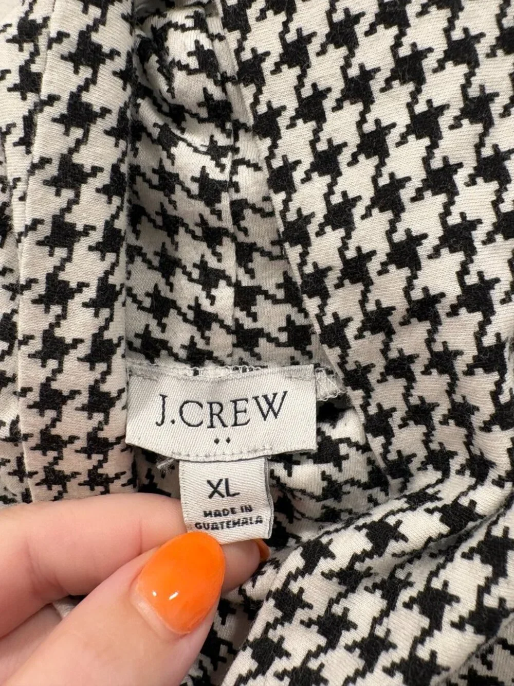 J. Crew Tissue Turtleneck Cotton Black & White Houndstooth Top - NEVER WORN